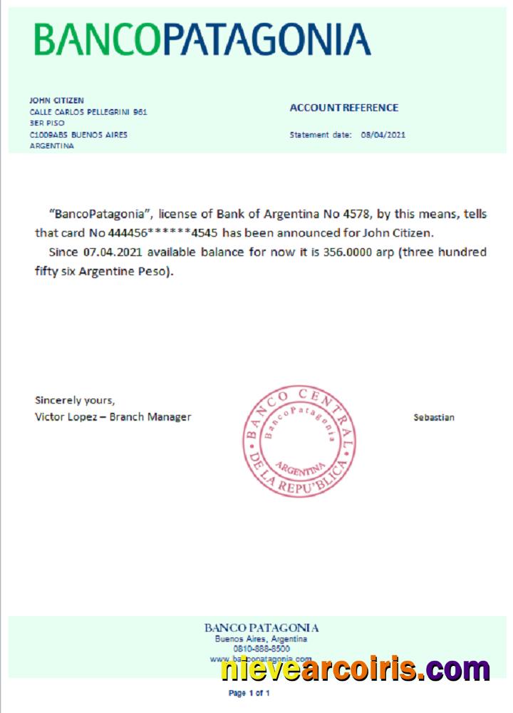 Argentina Bancopatagonia reference